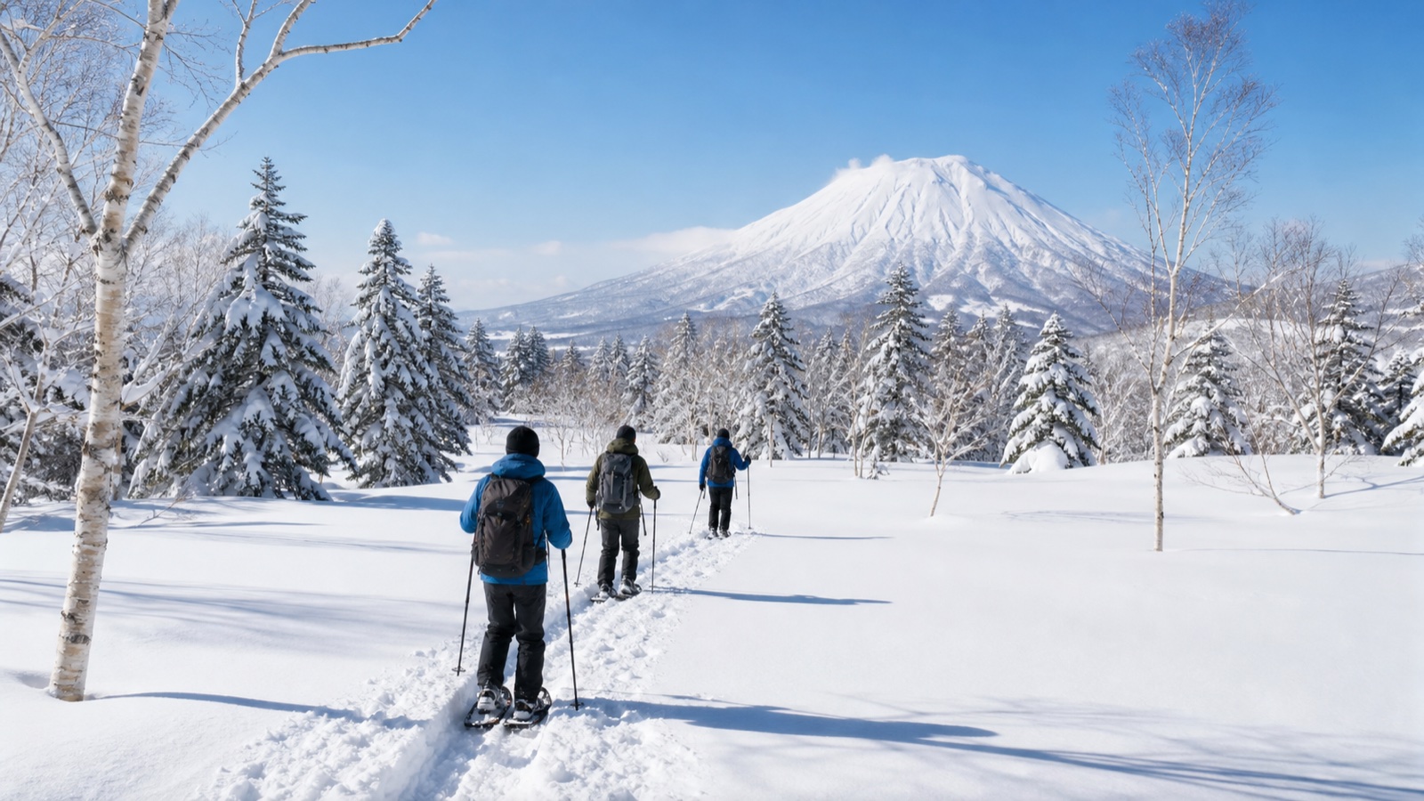 静かな雪の森を歩く ニセコ・スノーシューハイク